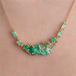 Emerald & Grey Diamond Encrusted Necklace