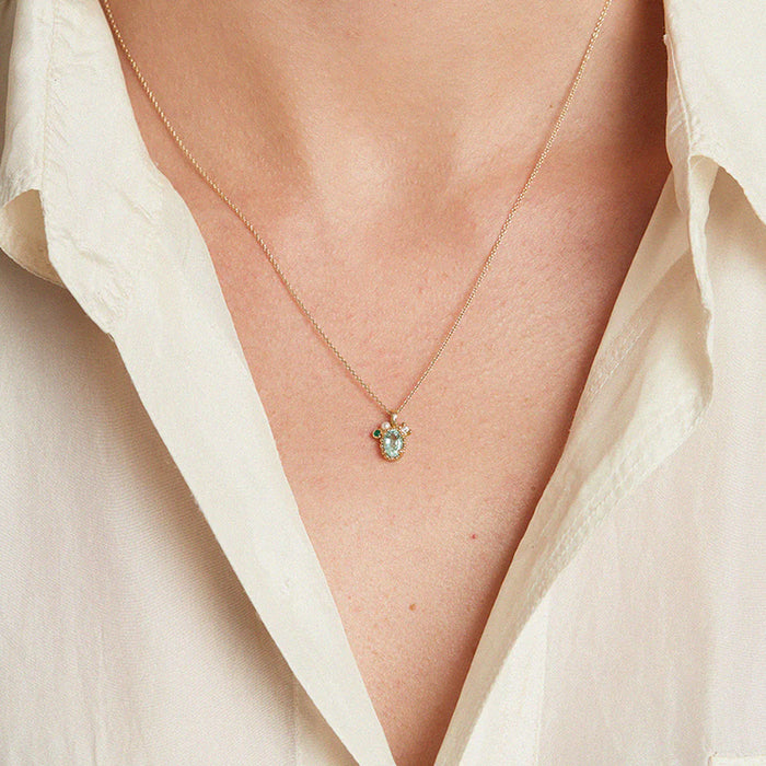Beaded Emerald & Pearl Pendant
