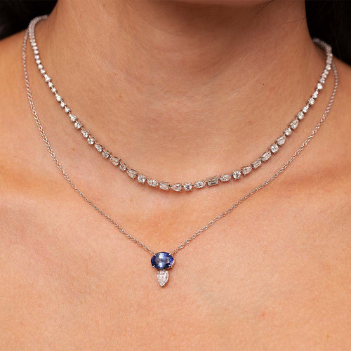 Sapphire & Diamond Pendant Necklace Image 2