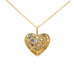 Scattered Multigem Heart Pendant Necklace