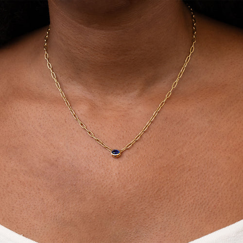 Leah Sapphire Oval Necklace Image 2