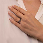 Petite ZAHA Hand Engraved Black Rhodium Ring