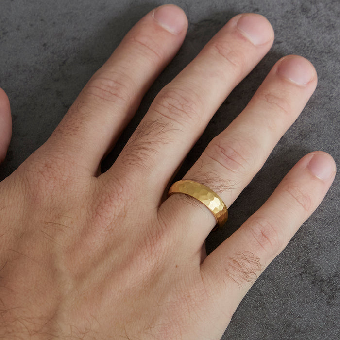 6.5mm Frosted Hammered Wedding Band