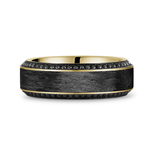 7.5mm Forged Carbon Fiber & Diamond Wedding Band