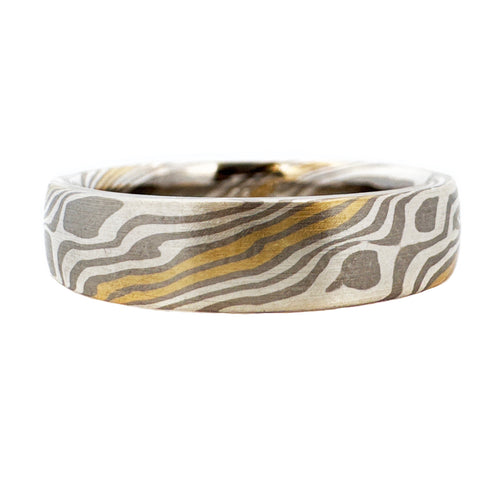 5mm Mokume Gane Wedding Band