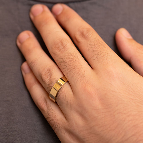 Walker Flat Wedding Band  in 14K Yellow Gold Image 2