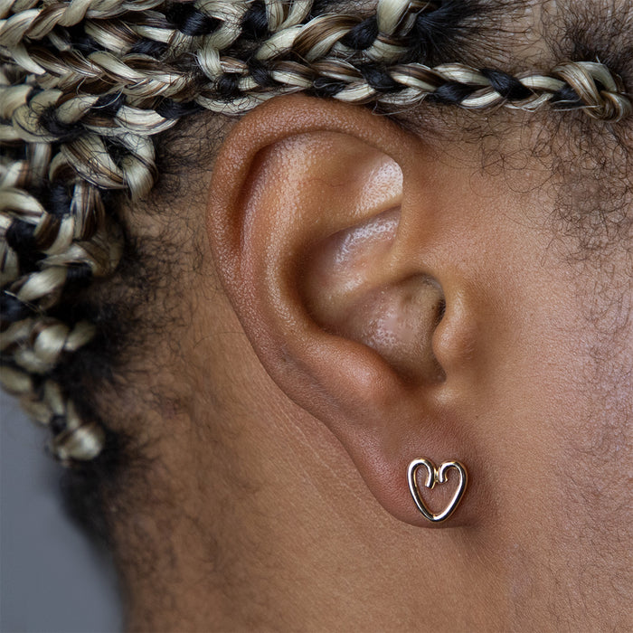 Open Heart Mini Stud Earrings