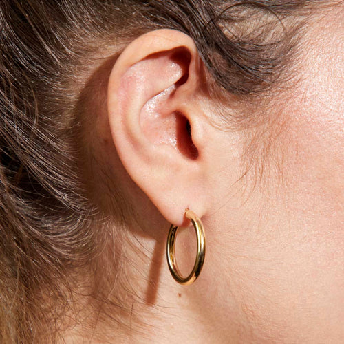 Medium 3mm Round Tube Hoop Earrings Image 2