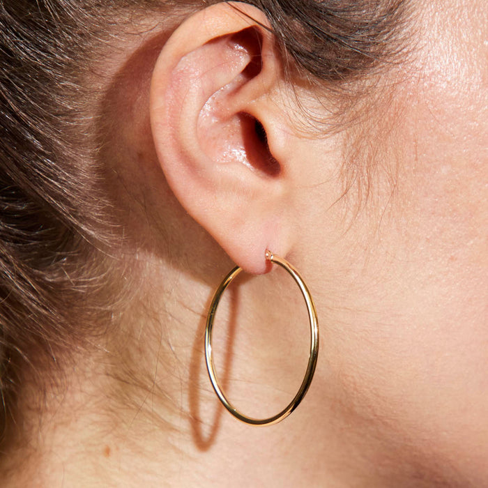 Large 2mm Hoop Earrings