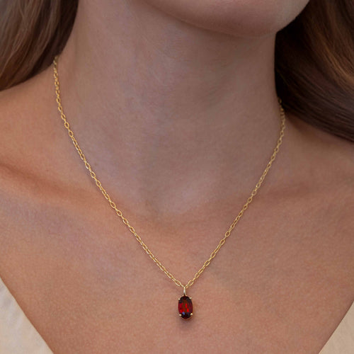 Oval Faceted Garnet Charm Image 2