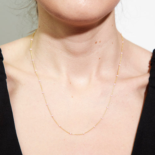 Pink Enamel Beaded Chain Necklace Image 2