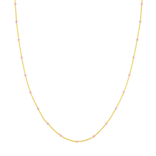 Pink Enamel Beaded Chain Necklace