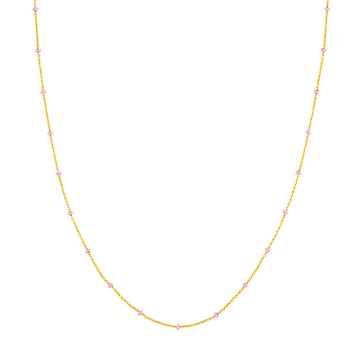 Pink Enamel Beaded Chain Necklace