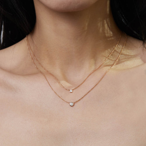 Petite Diamond Bezel Pendant Necklace Image 2