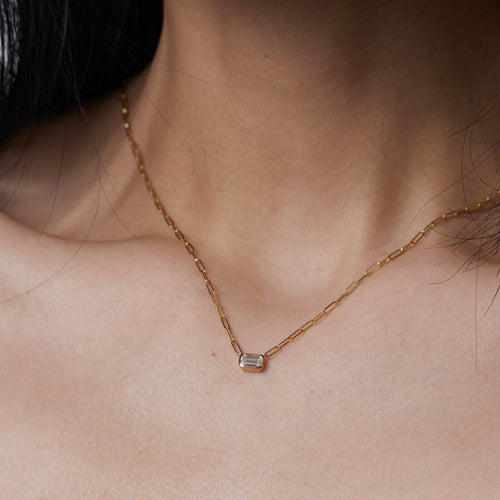 Emerald Cut Diamond Pendant Necklace Image 2