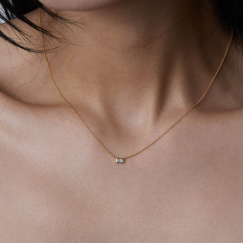 Diamond Baguette Bezel Pendant Necklace Image 2