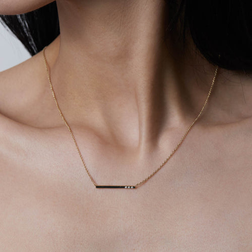 Petite Trio Diamond Bar Pendant Necklace Image 2