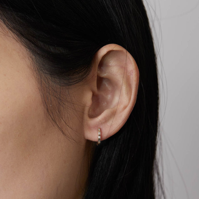 Diamond Baguette Huggie Earrings