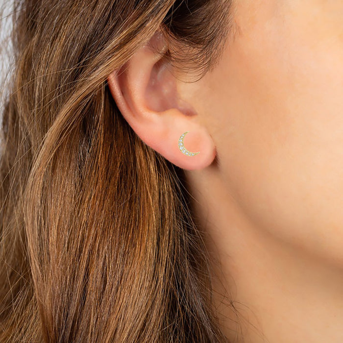 Diamond Crescent Moon Earrings