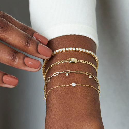 7-Diamond Dangle Paperclip Bracelet Image 2