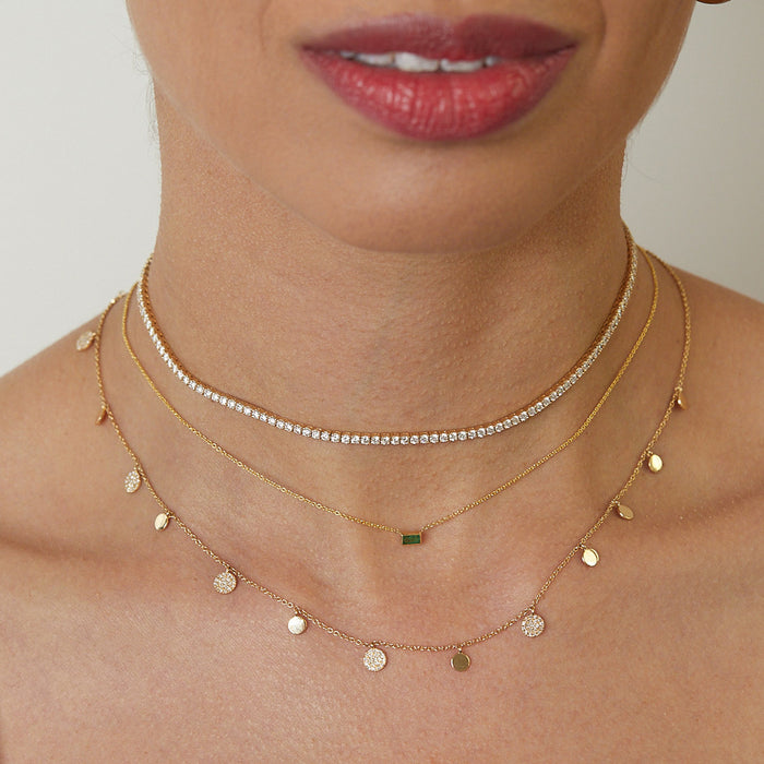 Emerald Baguette Bezel Pendant Necklace