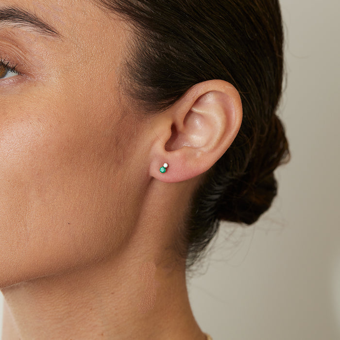 Birthstone & Diamond Stud Earrings