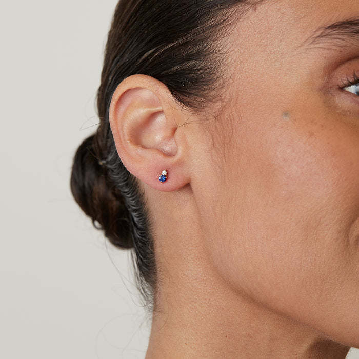 Birthstone & Diamond Stud Earrings