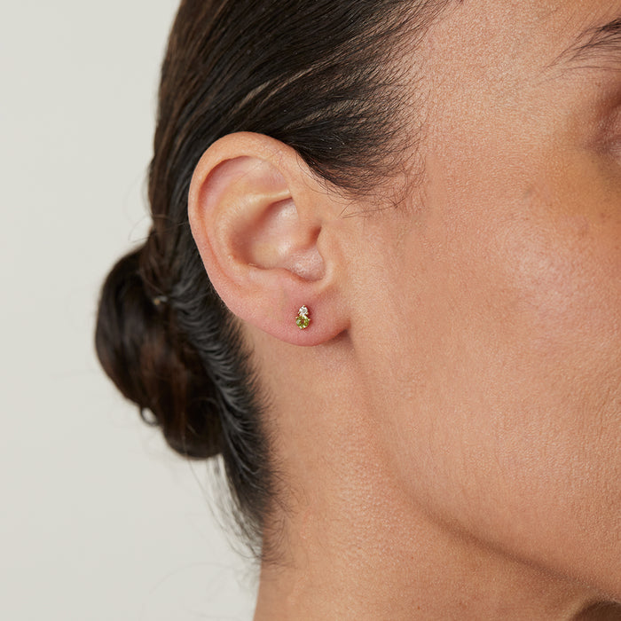 Birthstone & Diamond Stud Earrings