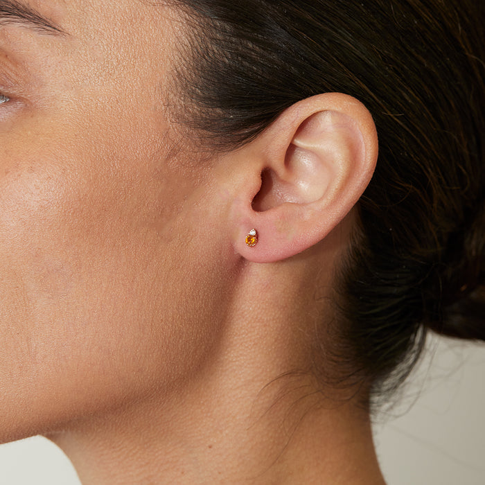 Birthstone & Diamond Stud Earrings