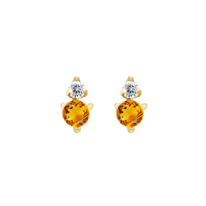Birthstone & Diamond Stud Earrings