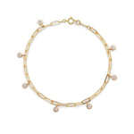 7-Diamond Dangle Paperclip Bracelet