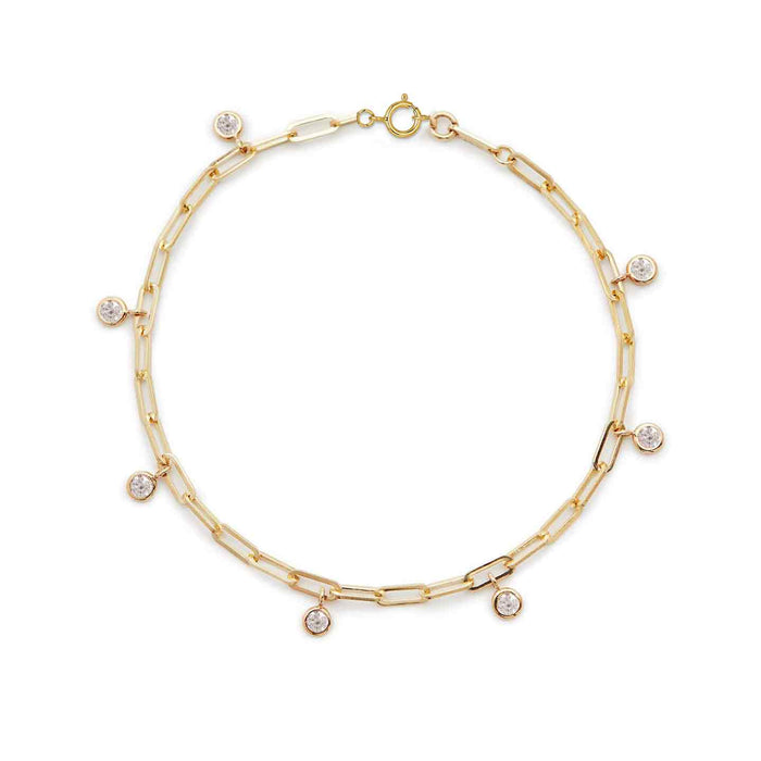 7-Diamond Dangle Paperclip Bracelet
