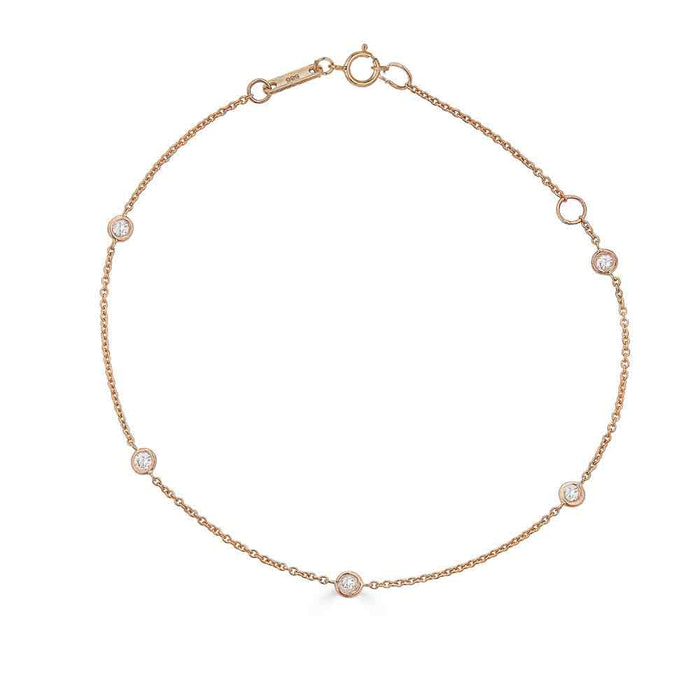 5-Diamond Bezel Station Bracelet