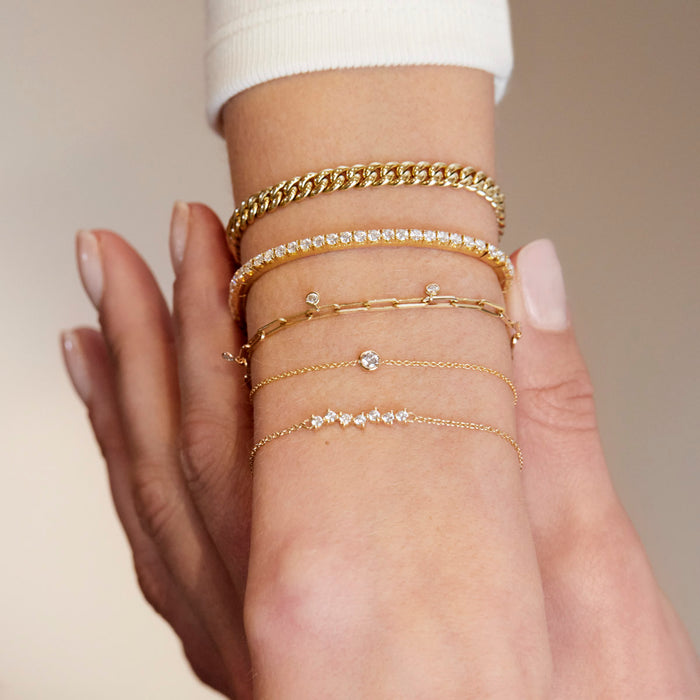 7-Diamond Dangle Paperclip Bracelet