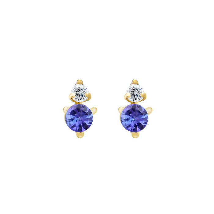 Birthstone & Diamond Stud Earrings