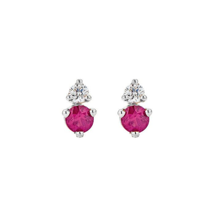 Birthstone & Diamond Stud Earrings