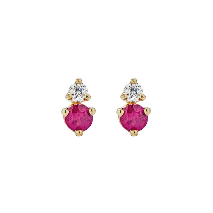 Birthstone & Diamond Stud Earrings