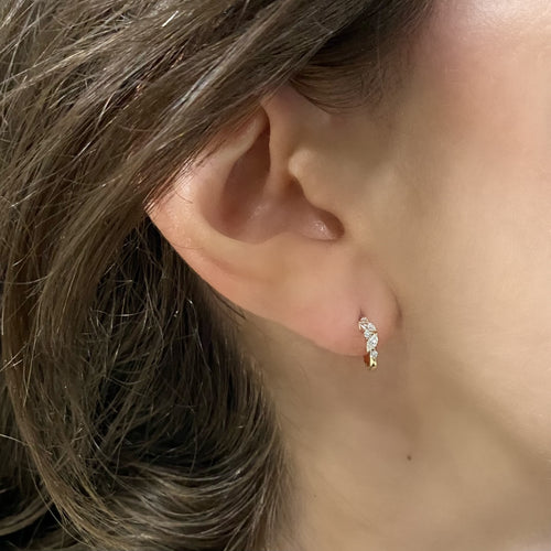 Mixed Diamond Petite Hoop Earrings Image 2