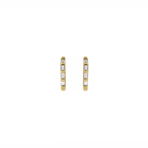 Diamond Baguette Huggie Earrings
