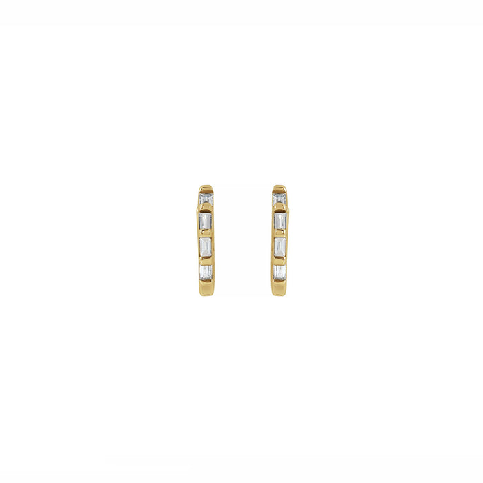 Diamond Baguette Huggie Earrings