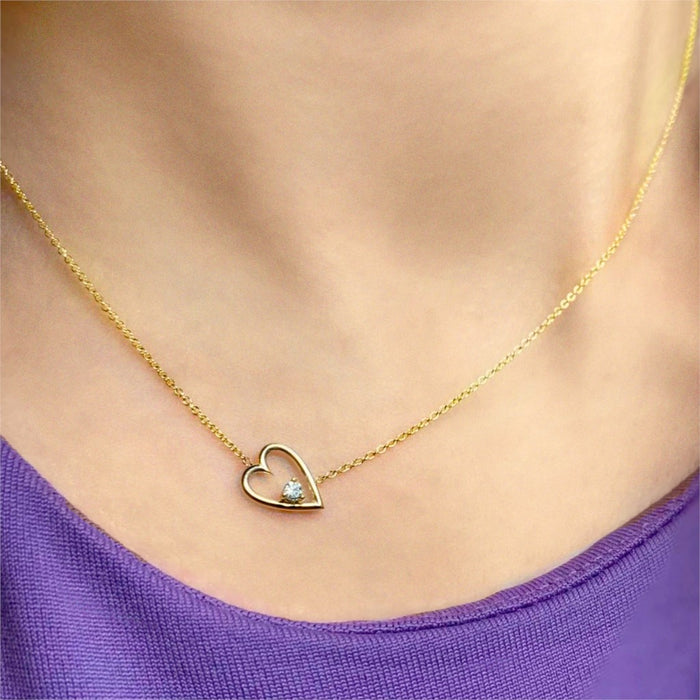 Diamond Open Heart Pendant Necklace