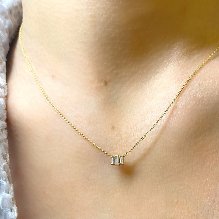 Diamond Baguette Trio Pendant Necklace