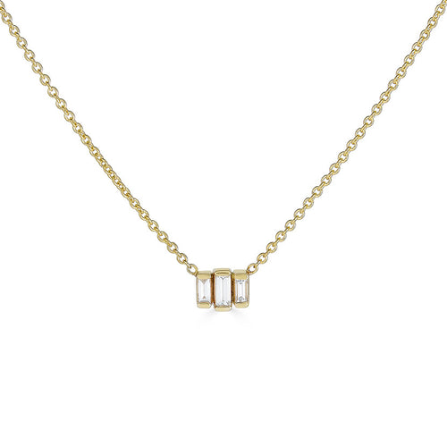 Diamond Baguette Trio Pendant Necklace