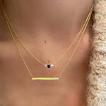 Petite Trio Diamond Bar Pendant Necklace