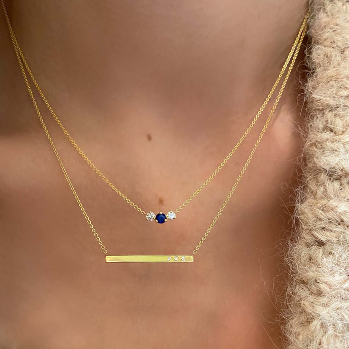 Petite Trio Diamond Bar Pendant Necklace