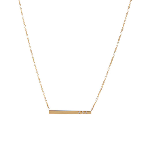 Petite Trio Diamond Bar Pendant Necklace