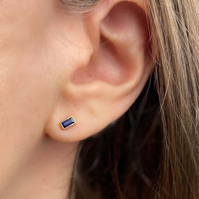 Sapphire Baguette Stud Earrings