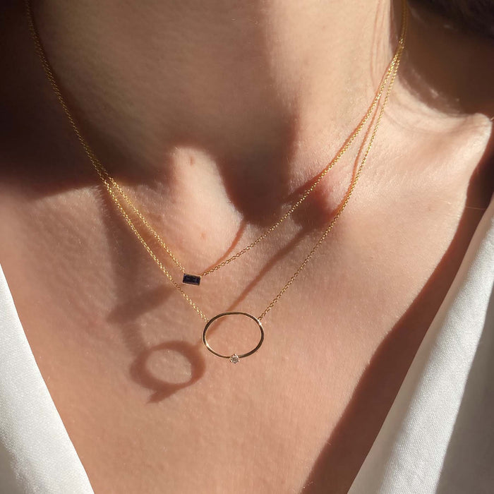 Sapphire Baguette Bezel Pendant Necklace