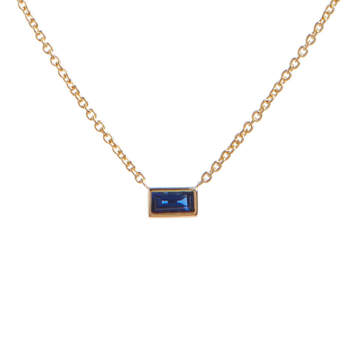 Sapphire Baguette Bezel Pendant Necklace