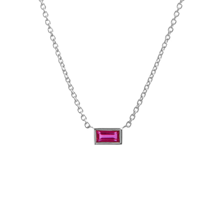 Ruby Baguette Bezel Pendant Necklace
